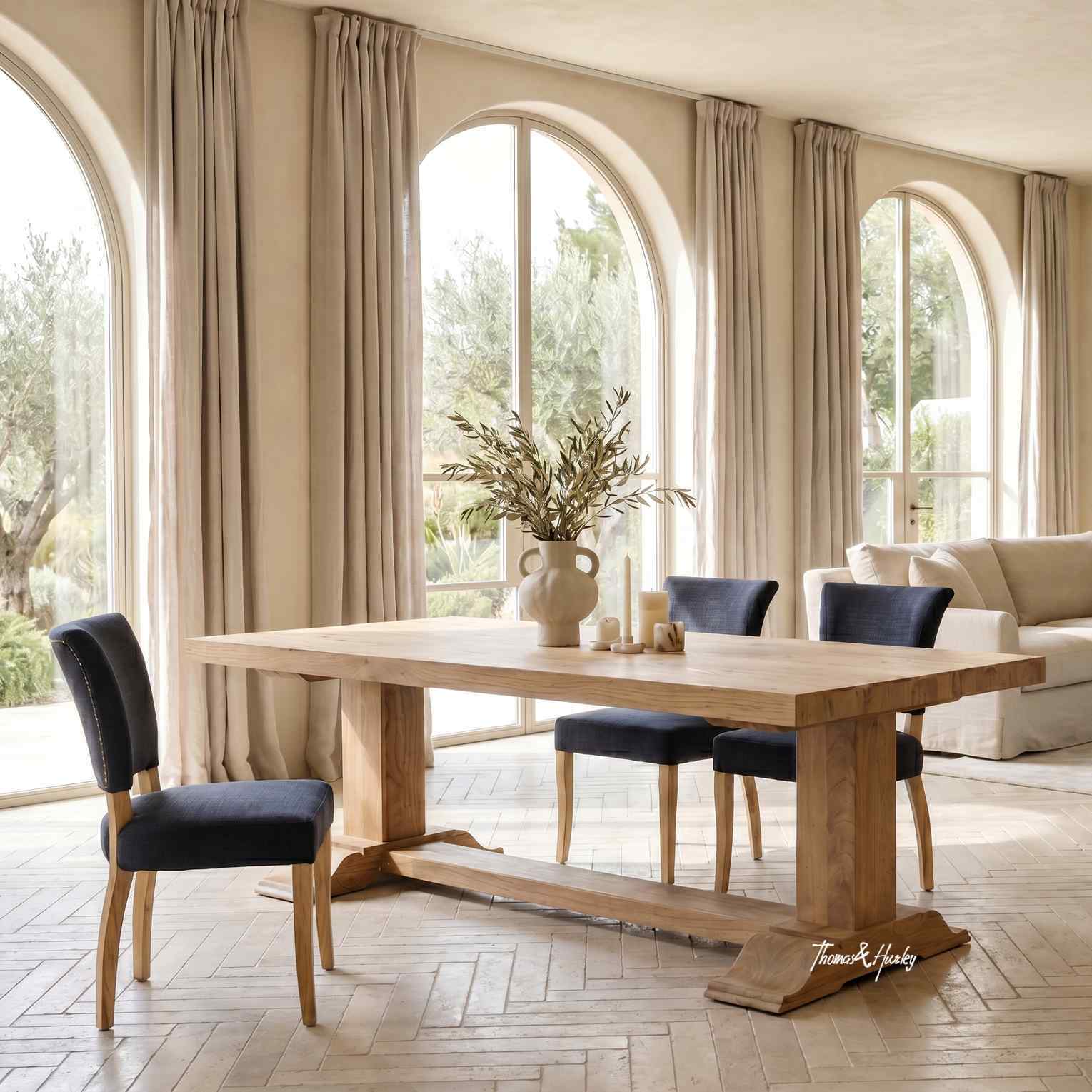 Charlested Oak Dining Table with Macallan Dining Chairs