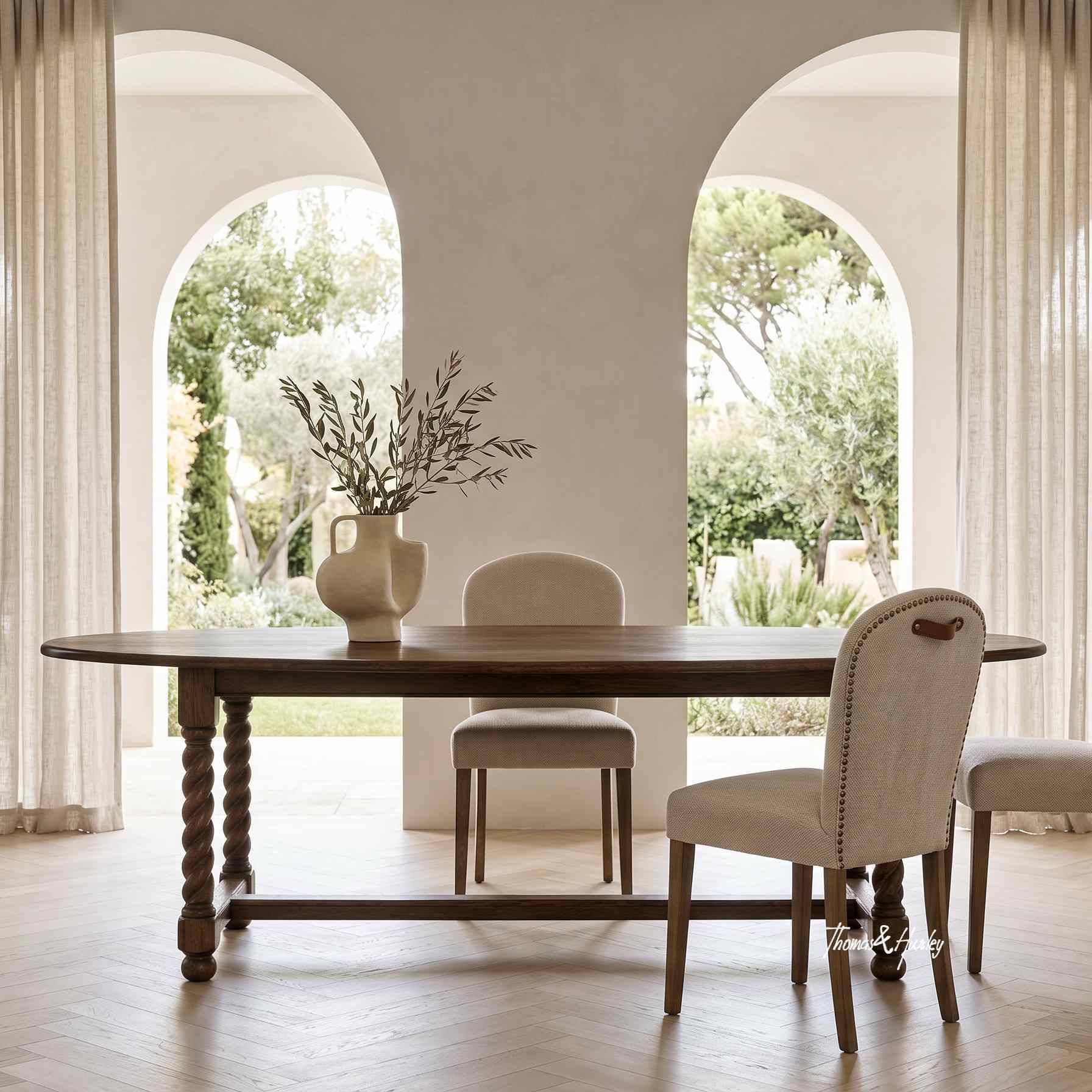 Churchill Barley Twist Oval Drop Leaf Extending Table 