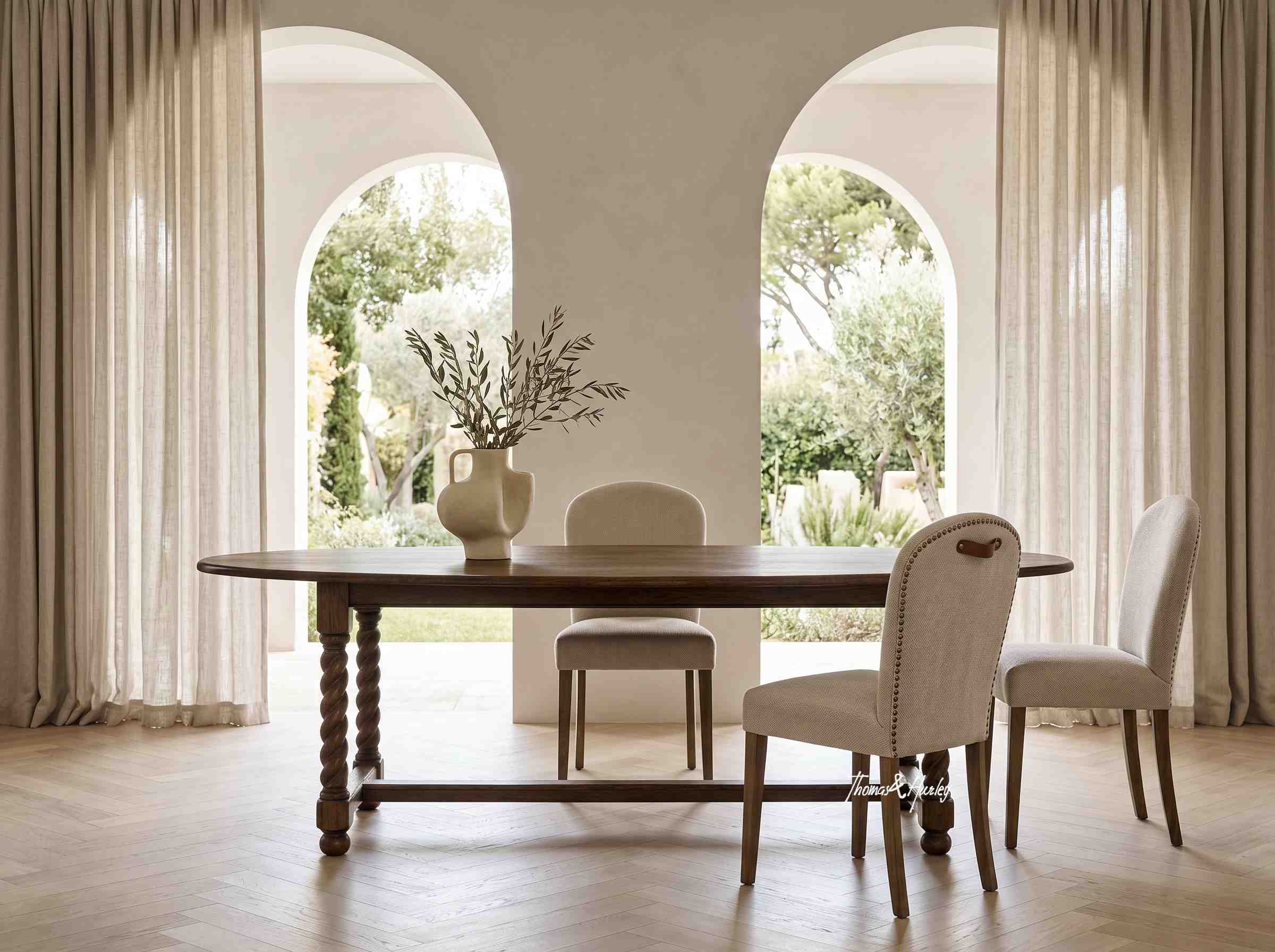 Churchill Barley Twist Oval Drop Leaf Extending Table