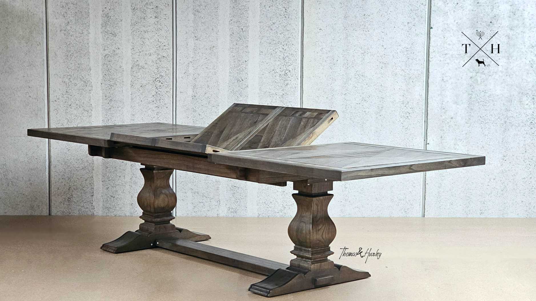 Darcy Oak Parquetry Double Extension Dining Table Darcy Oak Parquetry Double Extension Dining Table by Thomas and Hurley