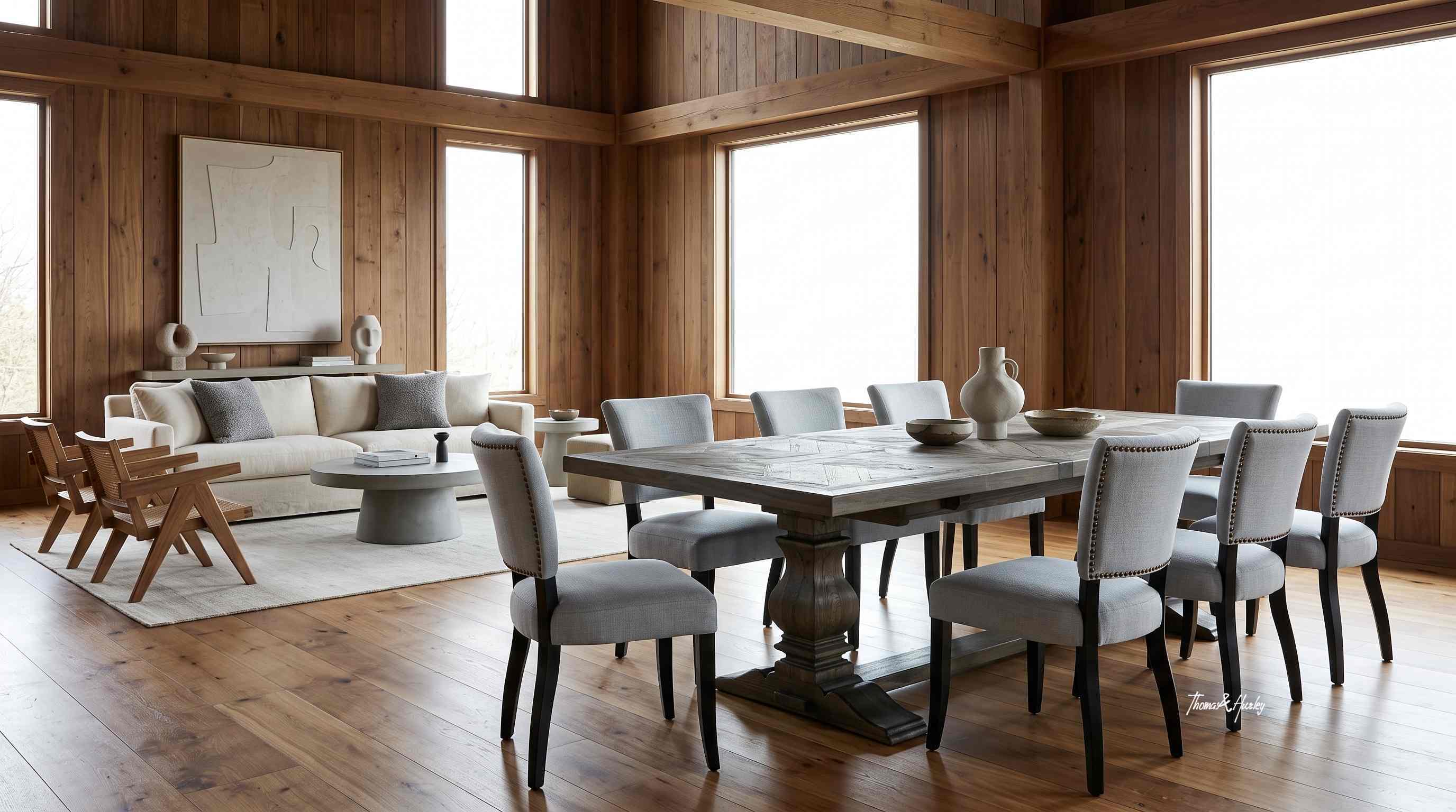 Darcy Oak Parquetry Double Extension Dining Table with Dalton Upholstered Dining Chair Darcy Oak Parquetry Double Extension Dining Table with Dalton Upholstered Dining Chair
