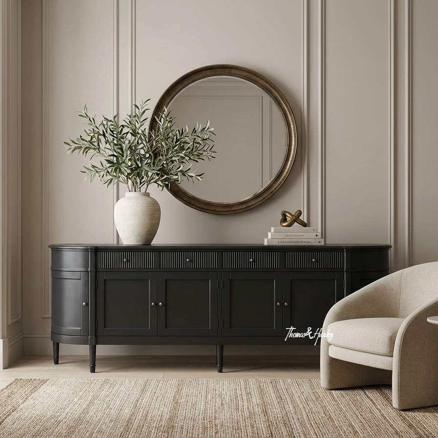 Louis Curved Sideboard Louis Curved Sideboard in black in situ in a contemporary home