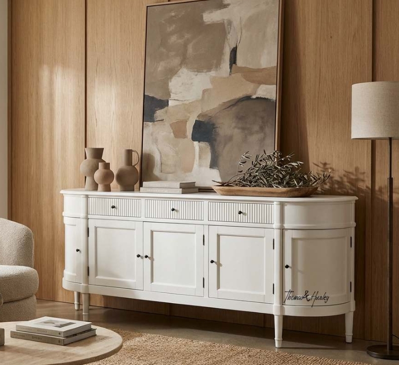 Louis Curved Sideboard 200cm White Louis Curved Sideboard 200cm White