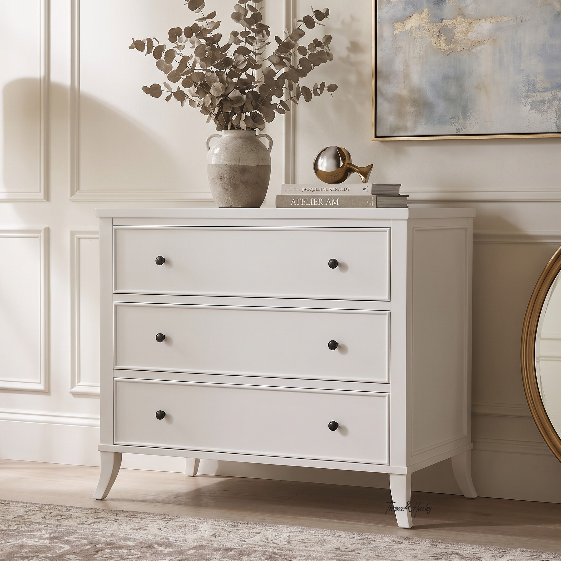 Piastri 6 Drawer Chest in Contemporary Bedroom The Piastri 6 Drawer Chest combines generous storage with timeless white cabinetry, helping create a clutter free bedroom that feels brighter and more spacious.