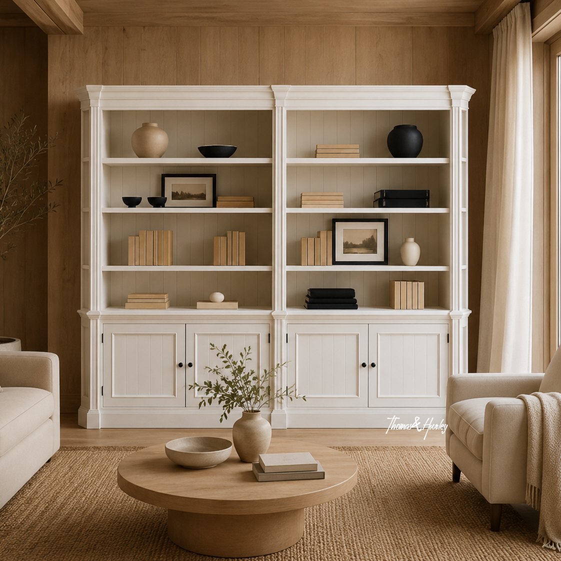 Stonefield Double Bookcase Wall Unit with Angled Sides Stonefield Double Bookcase Wall Unit with Angled Sides