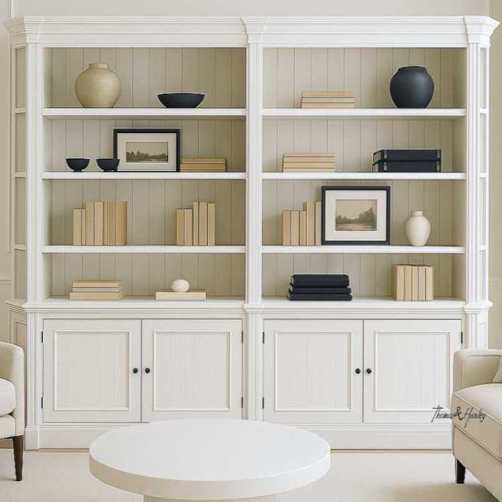 Stonefield Double Bookcase with Angled Sides by Thomas & Hurley Stonefield Double Bookcase with Angled Sides